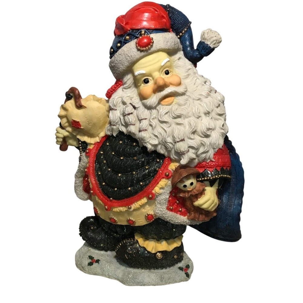 International Bazaar Santa Claus Figurine Large Multicolored Resin 17” Tall